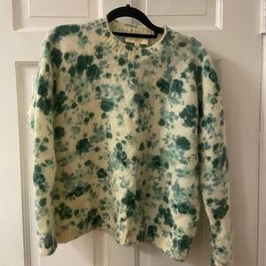 Sezane Amaya green and white floral sweater xS